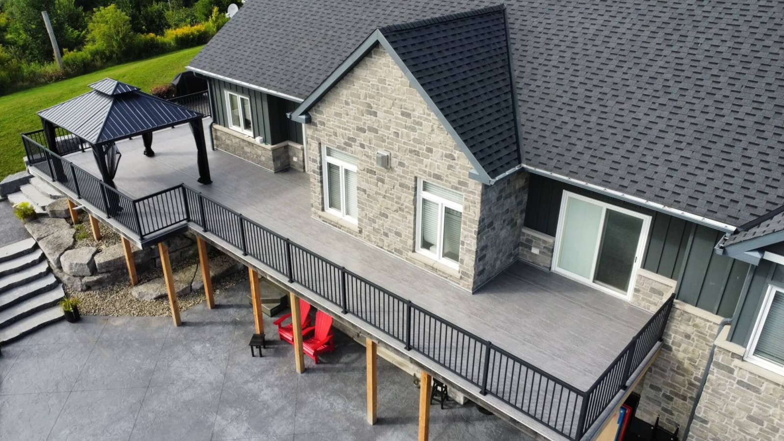 Deckrite vinyl membrane installed on outdoor deck for waterproofing and durability