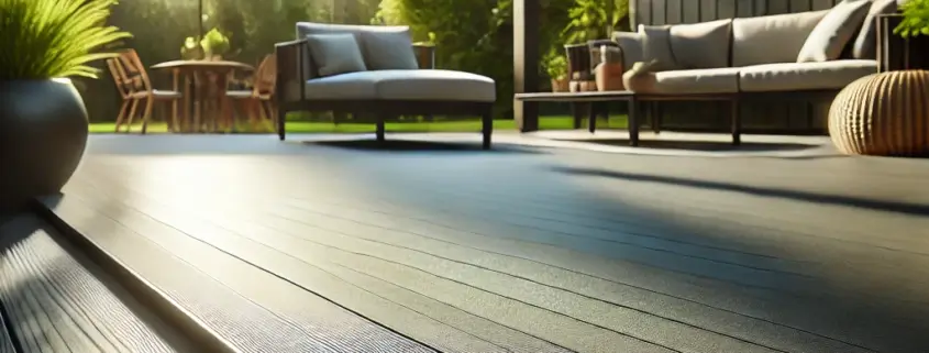 DeckRite vinyl deck in a modern backyard, showcasing waterproof and UV-resistant design.