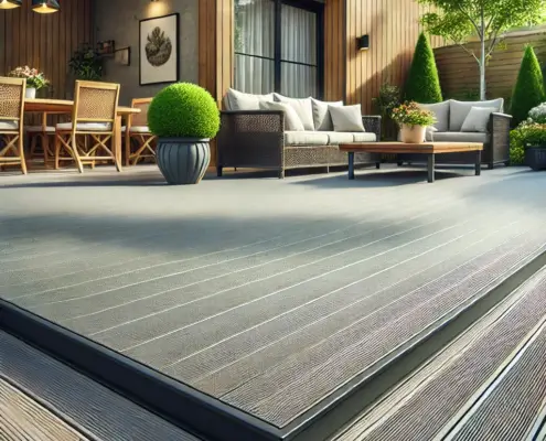 Waterproof deck membrane system installation on a wood deck, showcasing DeckRite’s durable protection.