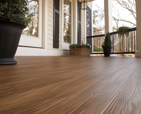 Low-maintenance vinyl porch flooring for outdoor spaces.