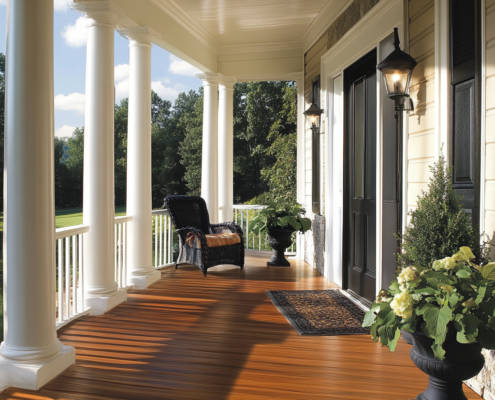 Vinyl porch flooring for a modern outdoor space with durability and style.