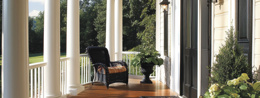 Vinyl porch flooring for a modern outdoor space with durability and style.