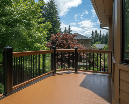 A DeckRite vinyl deck membrane installed for waterproofing