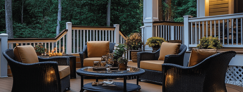 A beautiful outdoor patio featuring vinyl decking in a stylish setting