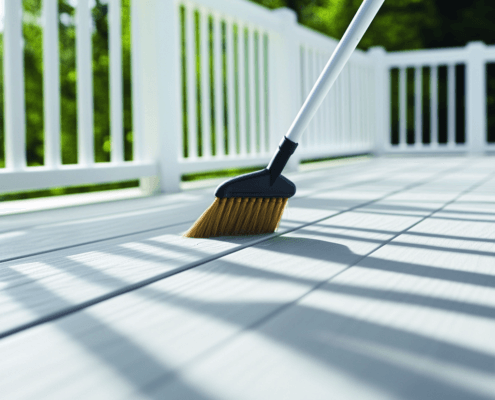 : A clean vinyl deck after maintenance with a vinyl deck cleaner