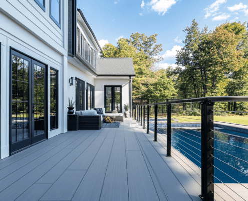 Durable and waterproof walkable PVC membrane for deck, ideal for Canadian outdoor spaces.