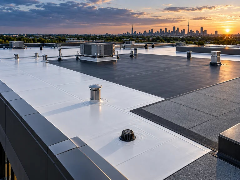 Illustrative overhead view of a commercial flat roof