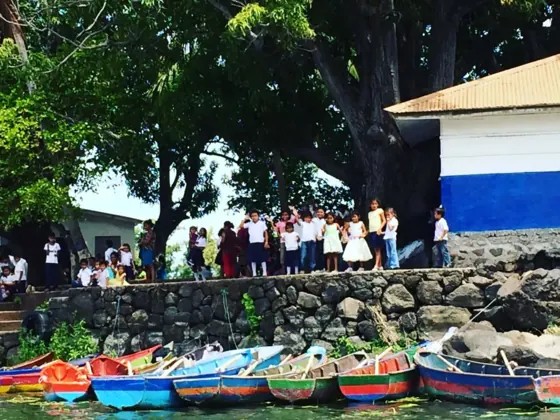 A waterfront community gathering.