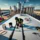 Roof technician applying a protective coating on a commercial roof during restoration in Ontario, Canada.