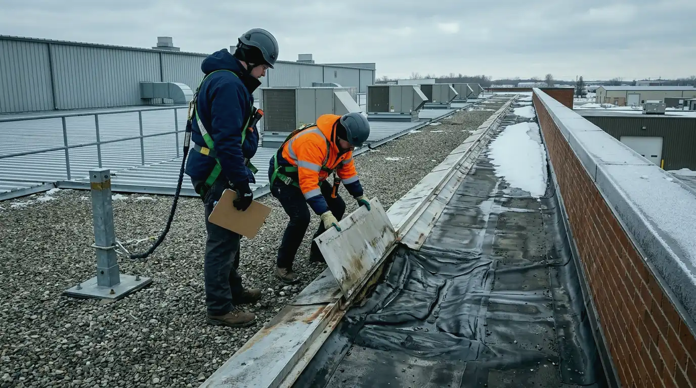 Representative commercial roof assessment detail for Alliston