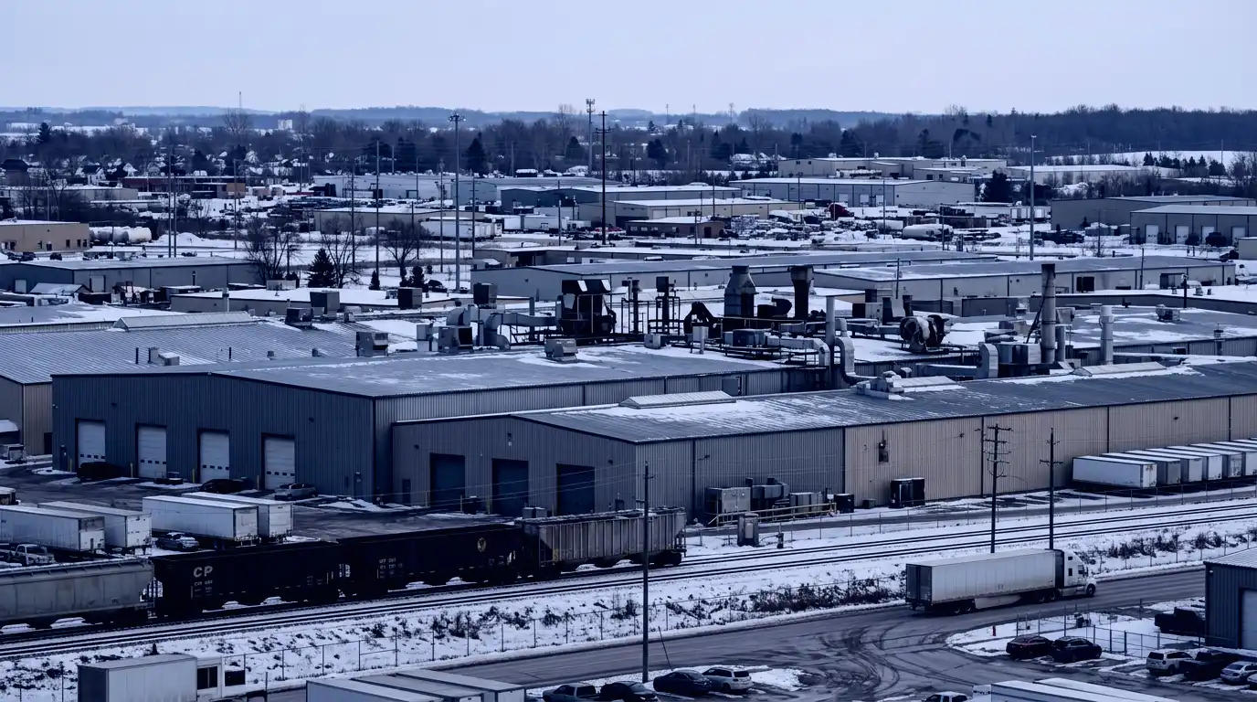 Representative commercial roofscape view for Alliston