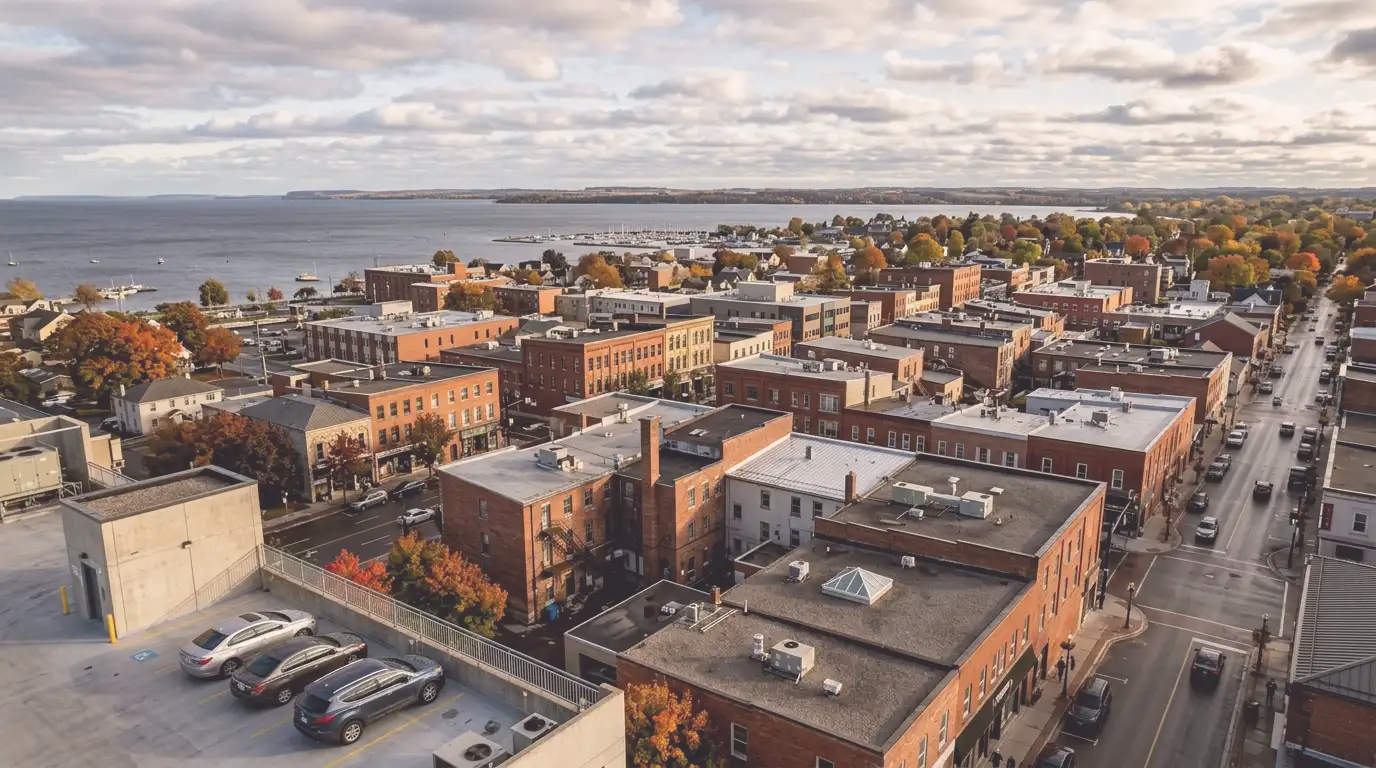 Representative commercial roofscape view for Belleville