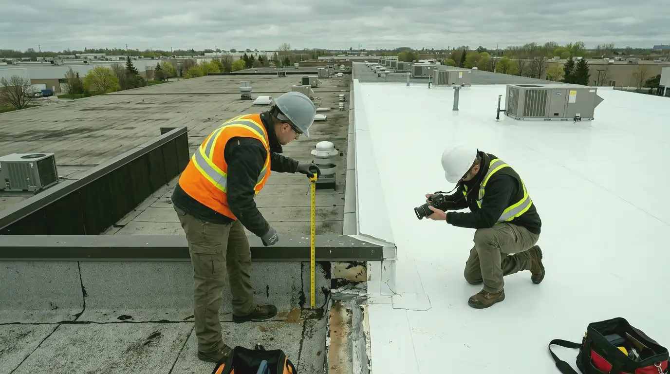 Representative commercial roof assessment detail for Brampton