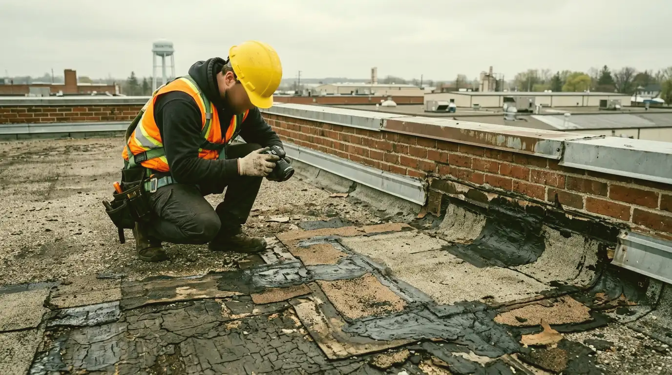 Representative commercial roof assessment detail for Brantford