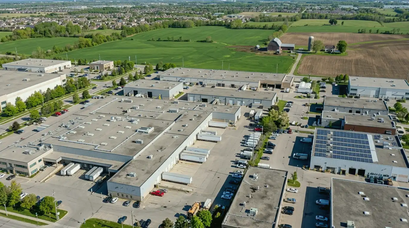 Representative commercial roofscape view for Courtice