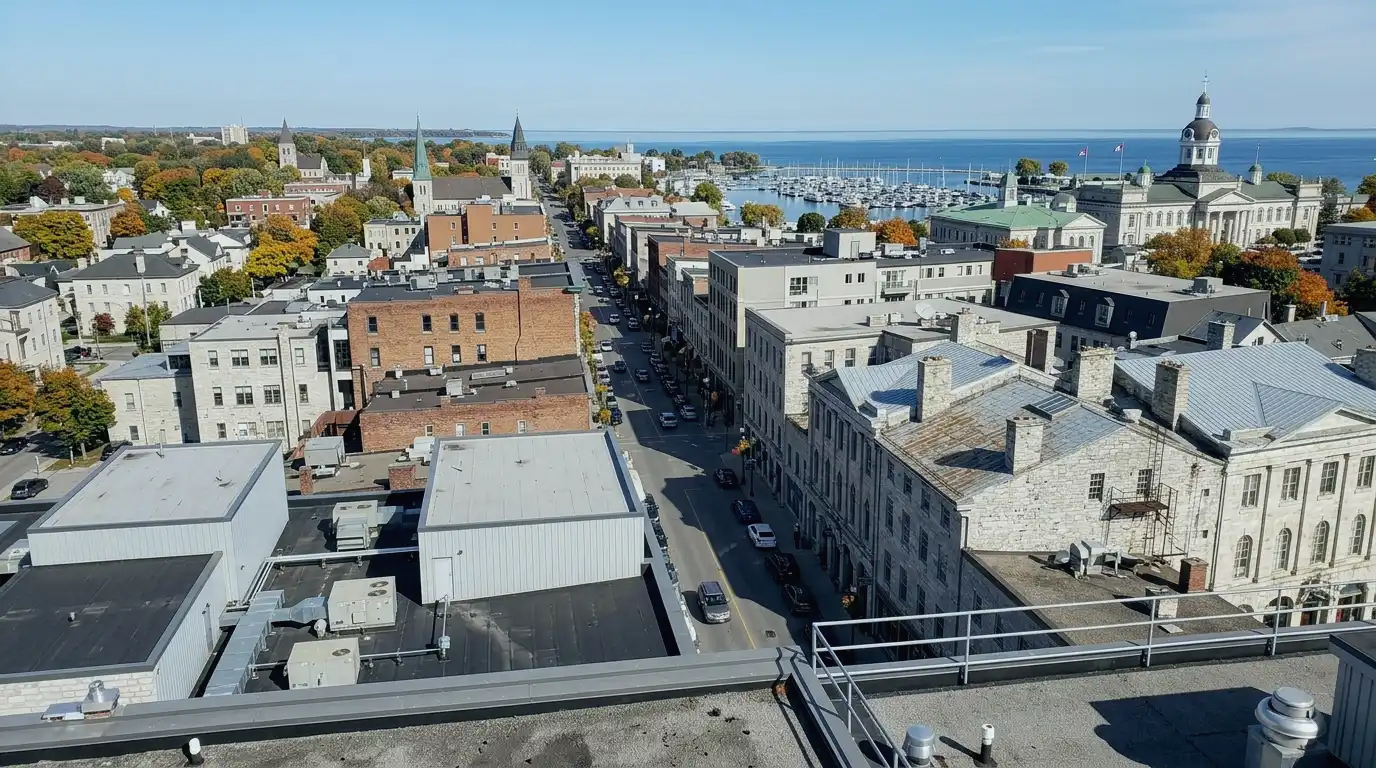 Representative commercial roofscape view for Kingston