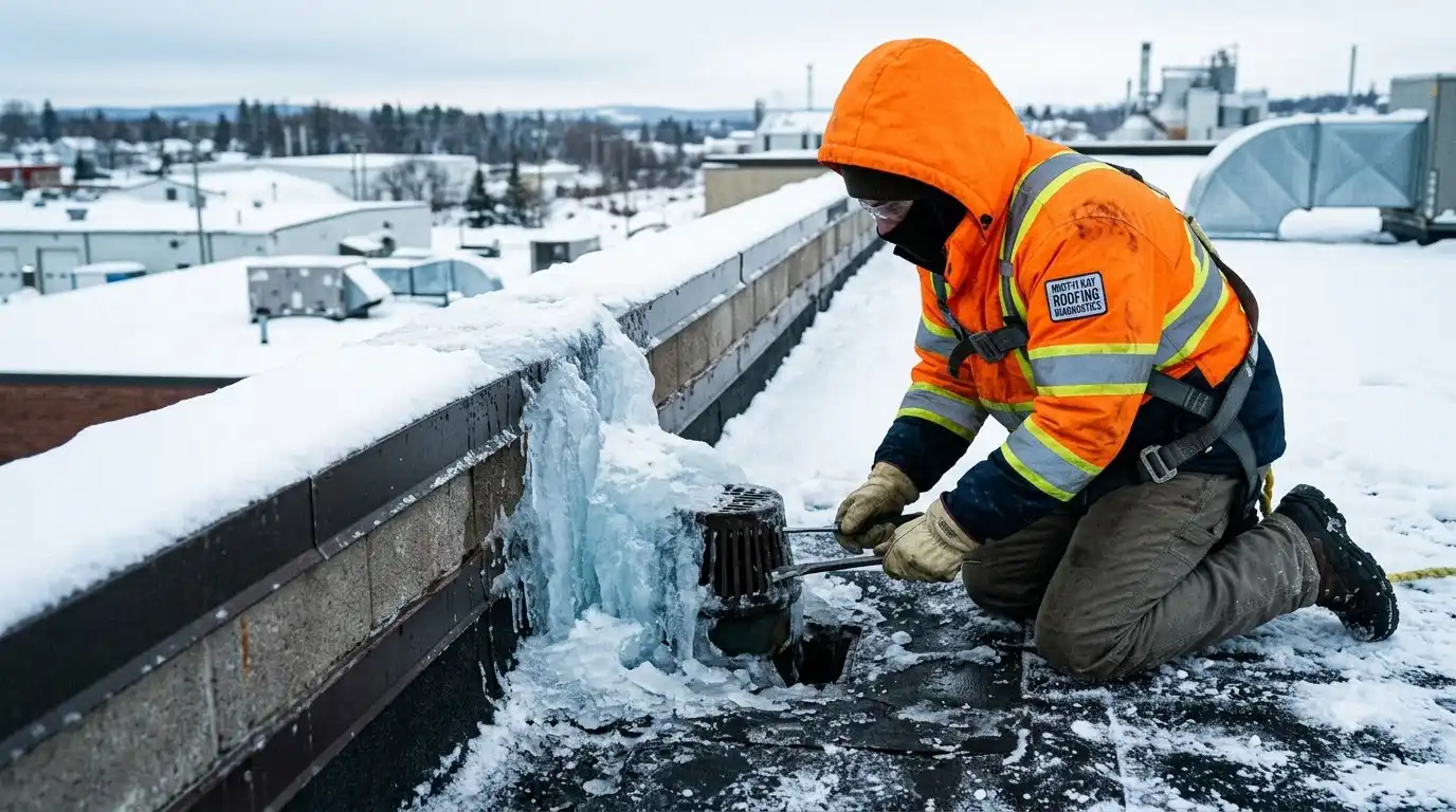 Representative commercial roof assessment detail for North Bay