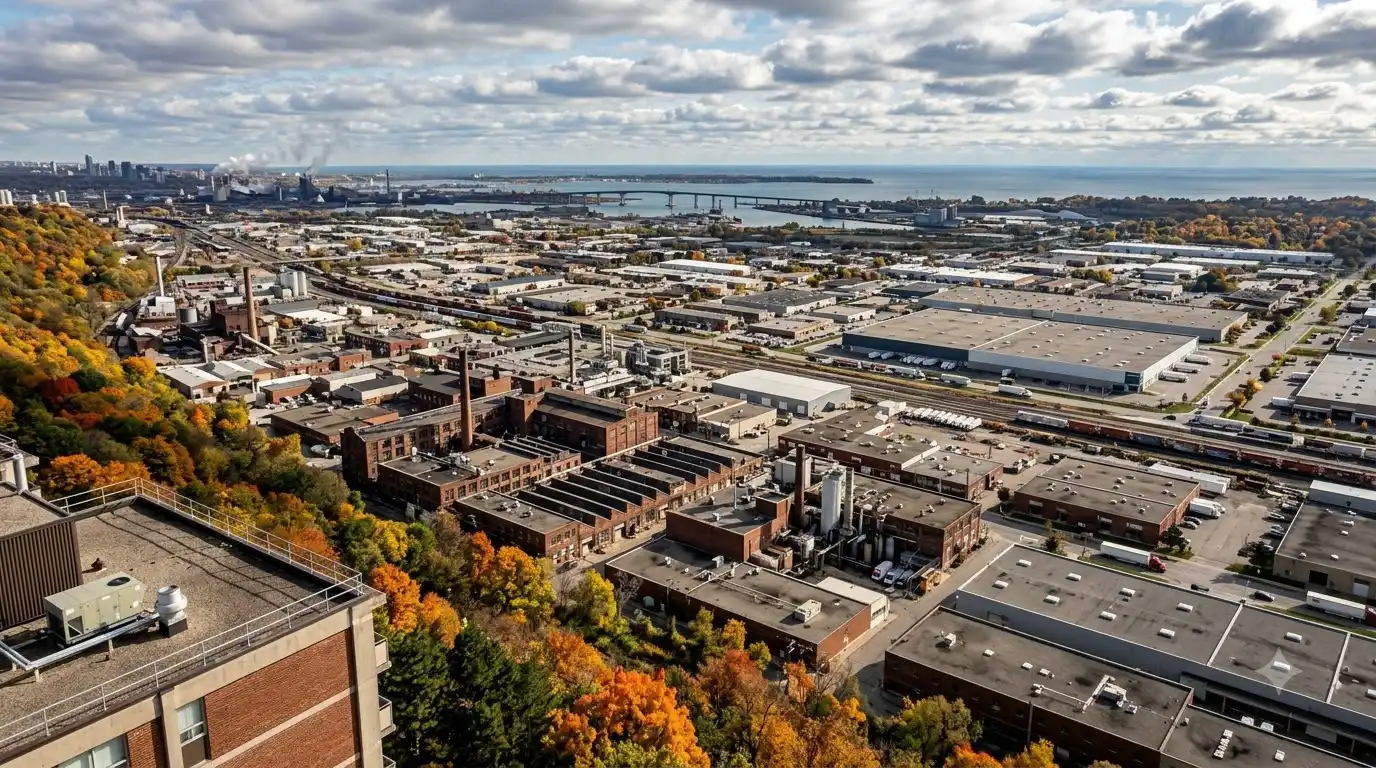 Representative commercial roofscape view for Stoney Creek