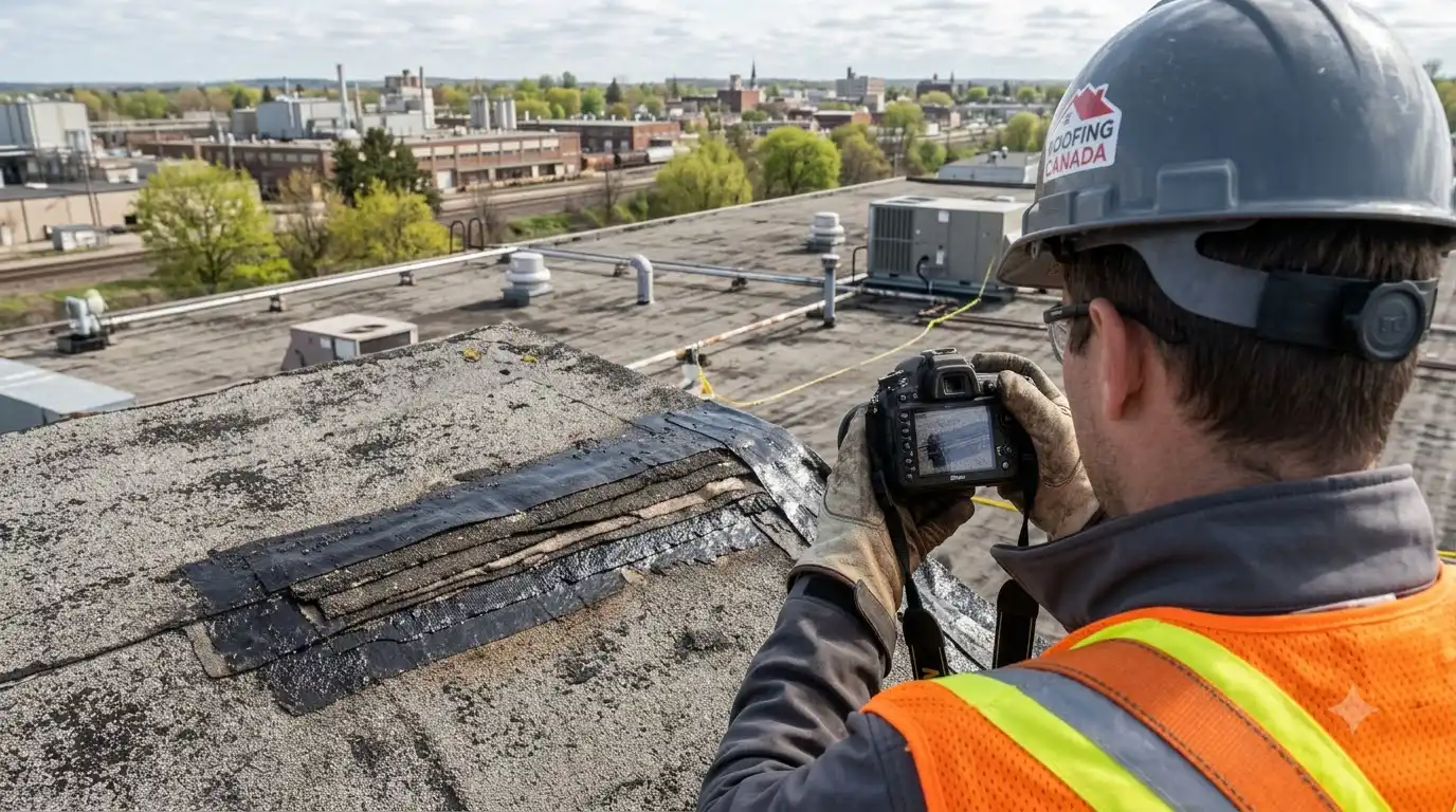 Representative commercial roof assessment detail for Woodstock