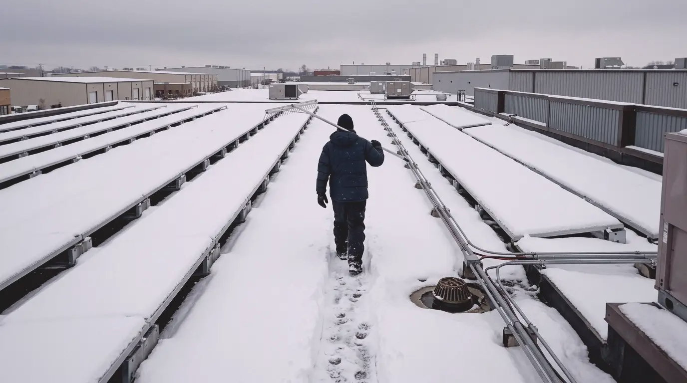 Guelph commercial solar winter service aisle