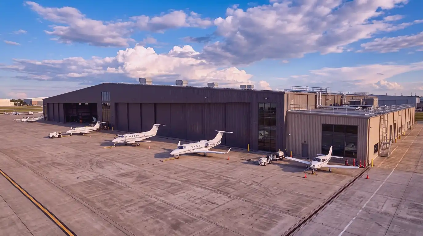 Peterborough commercial solar airport hangar hero
