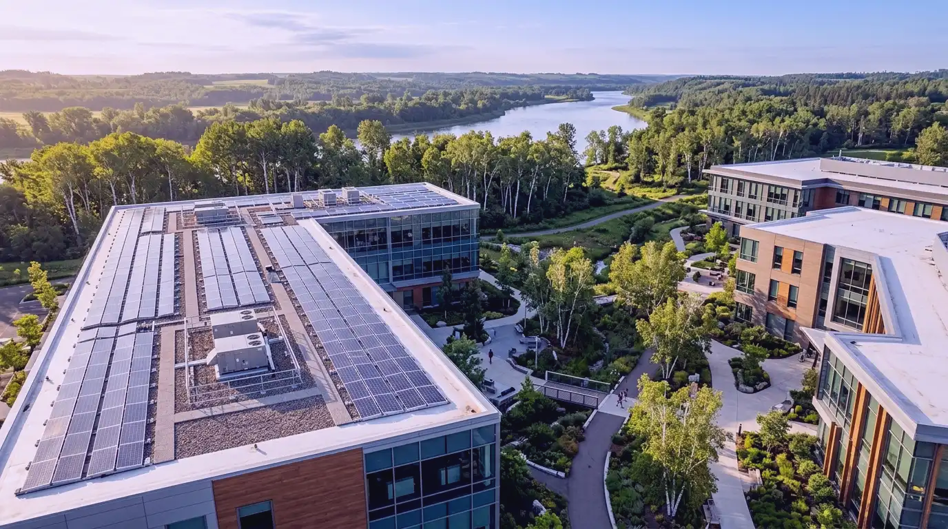 Peterborough commercial solar cleantech campus array